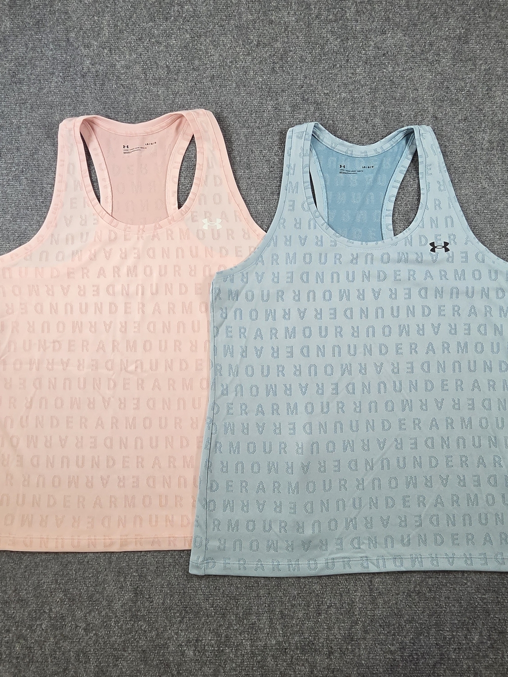 Under Armour Velocity Tank Top Lot Of 2 Womens Large Jacquard Print Racerback